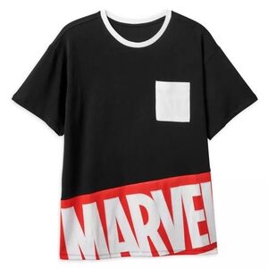 NWT Marvel Logo Ringer Fashion Black Red T-Shirt for Adults XL